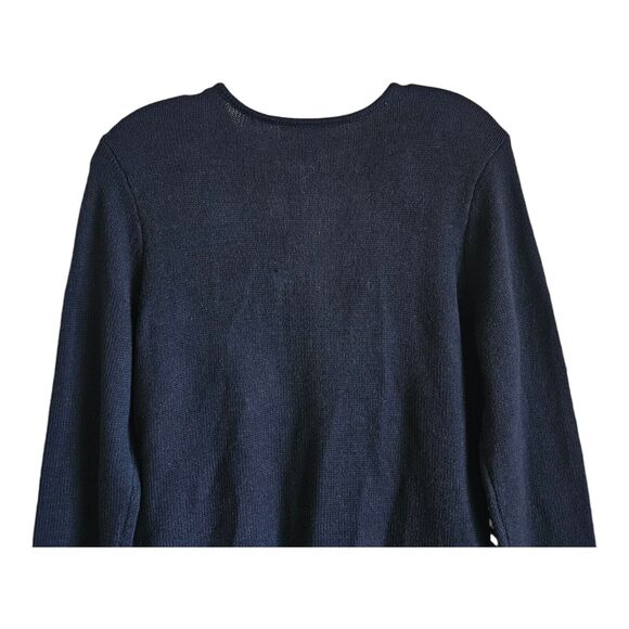 CHAPS by Ralph Lauren Women M Cardigan Sweater Black White Chevron Full Zip 36" - Picture 6 of 7